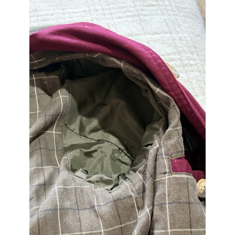 Lands End Barn Coat Womens Medium Brick Chore Jacket Corduroy Collar Plaid Lined - Picture 8 of 12